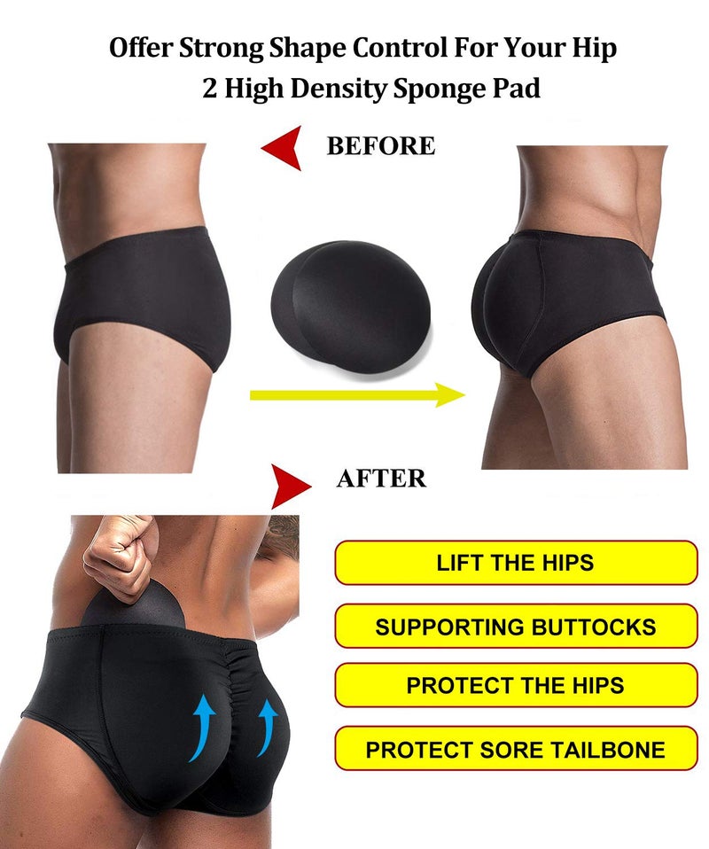 NonEcho Men Padded Brief Shapewear Shorts Butt Booster Underwear Hip-up Body Shaper Boxer Enhancer X-Large - Image 5